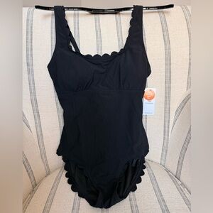 Black Scalloped One-Piece Swimsuit